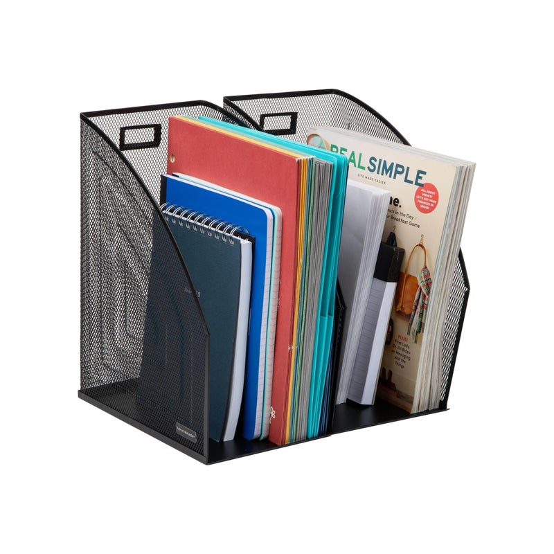 Mind Reader Vertical File Storage, Set of 2, Desktop Organizer, Workspace, Office, Metal Mesh, 6.25"L x 10"W x 12.5"H, Black - Image 4